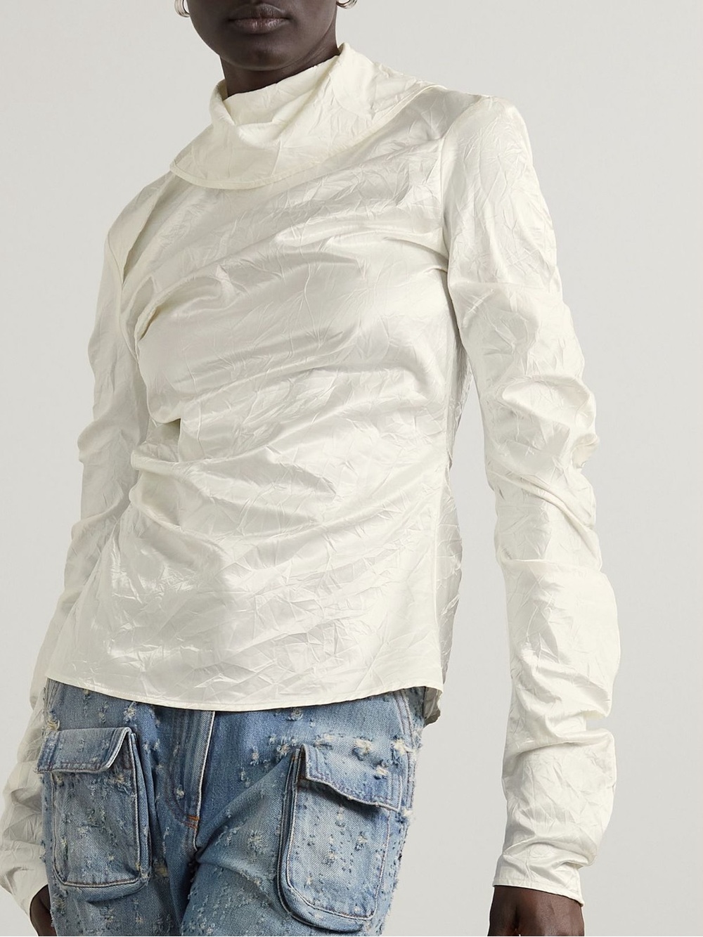 Acne Studios Crinkled Satin Turtleneck Longsleeve